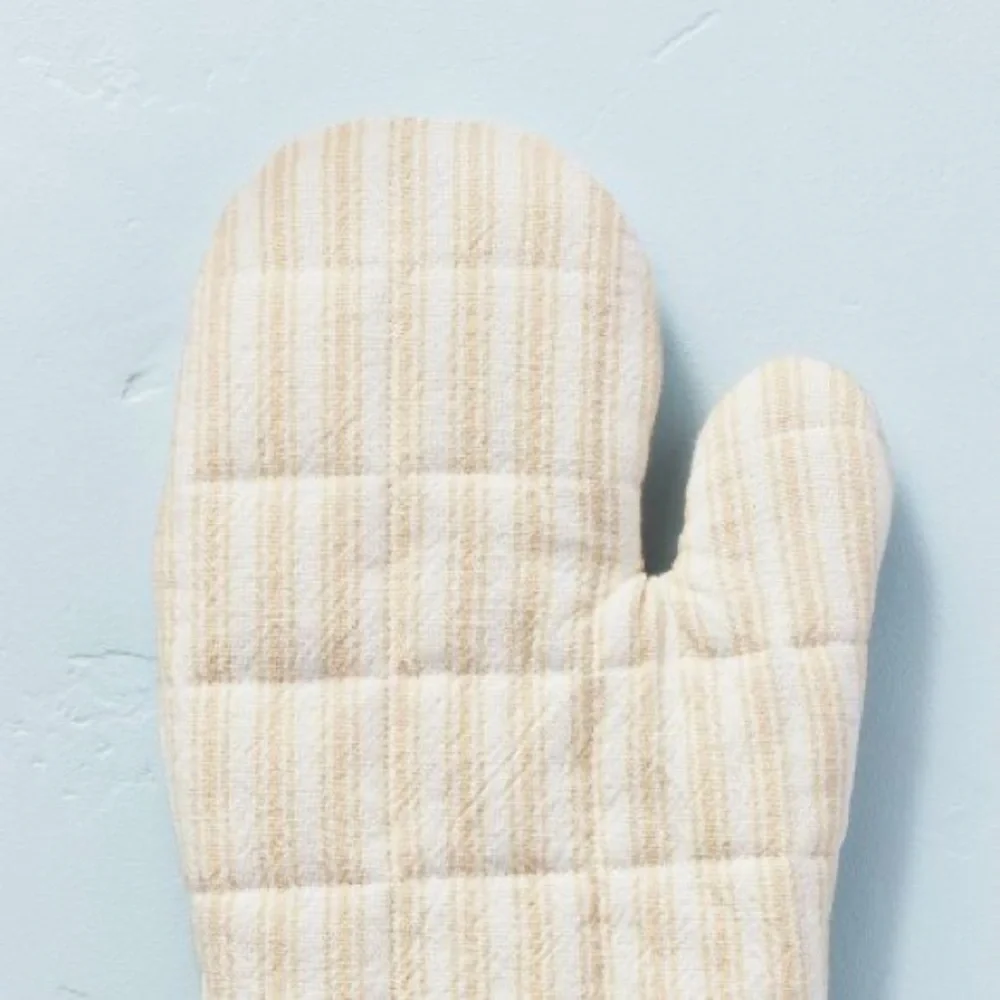 Engineered Stripe Oven Mitt Ivory/Cream - Hearth & Hand with Magnolia